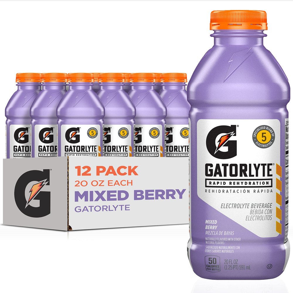 Gatorlyte Fast Rehydration Electrolyte Drink, Mixed Fruit, 20 Ounce Bottles (Pack of 12)