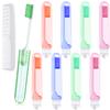 8 Pcs Travel Folding Toothbrush with Box + 1 Fine Plastic Hair Combs, Portable Size Fold Toothbrush with Soft Bristle Individually Wrapped for Camping School Home Supplies Hiking Business Trip view 1