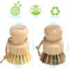 Bamboo Dish Brush Set, 4 Pcs Palm Wooden Dish Scrubber Brush, Dish Brushes, Durable Wood Dishes Scrub Brush, Natural Round Vegetable Cleaning Pots Pans Sink Washing Kitchen Brush by Aisuly view 2