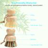 Bamboo Dish Brush Set, 4 Pcs Palm Wooden Dish Scrubber Brush, Dish Brushes, Durable Wood Dishes Scrub Brush, Natural Round Vegetable Cleaning Pots Pans Sink Washing Kitchen Brush by Aisuly view 3