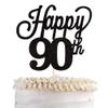1 Pack Happy 90th Cake Topper Black Glitter Number 90 Ninty Birthday Cake Pick Decorations for Cheers to 90 Years Old 90th Birthday Wedding Anniversary Party Supplies Black view 1