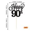 1 Pack Happy 90th Cake Topper Black Glitter Number 90 Ninty Birthday Cake Pick Decorations for Cheers to 90 Years Old 90th Birthday Wedding Anniversary Party Supplies Black view 2