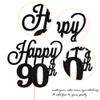 1 Pack Happy 90th Cake Topper Black Glitter Number 90 Ninty Birthday Cake Pick Decorations for Cheers to 90 Years Old 90th Birthday Wedding Anniversary Party Supplies Black view 3