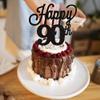 1 Pack Happy 90th Cake Topper Black Glitter Number 90 Ninty Birthday Cake Pick Decorations for Cheers to 90 Years Old 90th Birthday Wedding Anniversary Party Supplies Black view 4