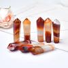 1PC Natural Carnelian Hexagonal Column Crystal Point Red Agate Stone Tower Mineral Crystal Home Decoration view 2