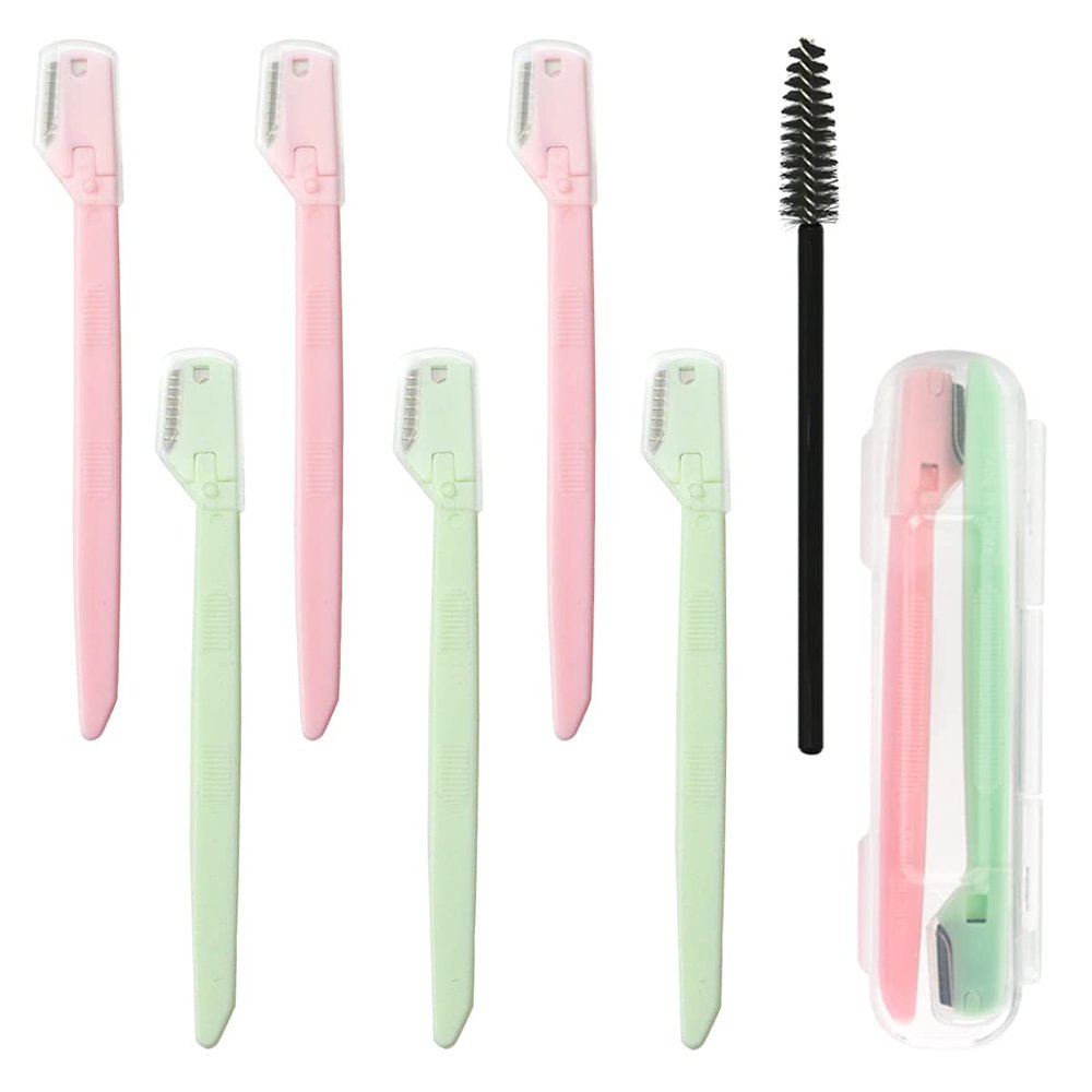 6PCS Small Eyebrow Razors Face Shavers for Women Eyebrow Shaver Dermaplaning Blades kit for Face with 1 PC Eyelash and Storage Case Brush Facial Razors for Women and Men