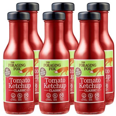 The Foraging Fox Classic Tomato Ketchup | Vegan & Gluten-Free | All-Natural Condiment, No Artificial Sweeteners | 6-Pack