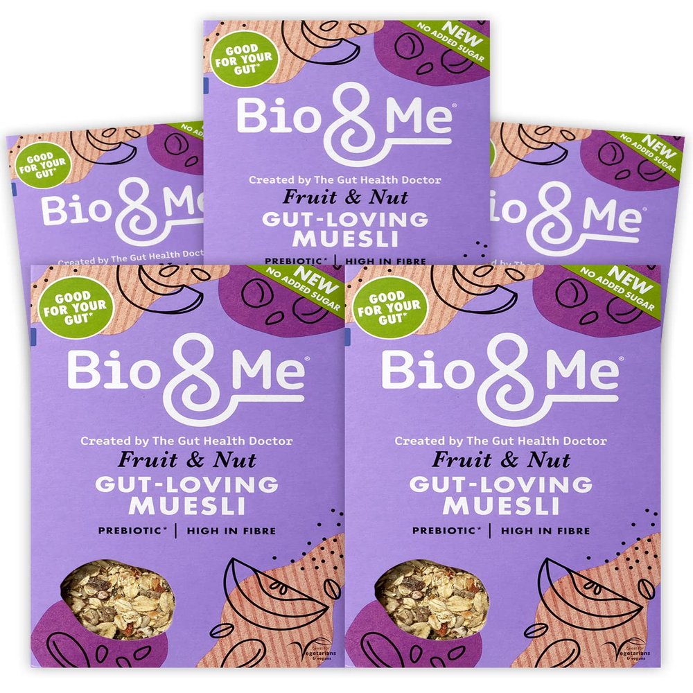 Bio&Me: Fruit & Nut Gut-Loving Muesli 5-Pack (5 x 400g Total) / Vegan, No Added Sugar, High Fibre, Breakfast