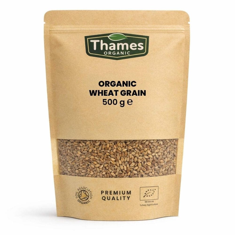 Organic Wheat Grain-Certified Organic, Non-GMO, Vegan, No Additives, No Preservatives, Resealable Bag by Thames Organic 500g