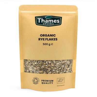 Organic Rye Flakes-Certified Organic, Non-GMO, Vegan, No Additives, No Preservatives, Resealable Bag by Thames Organic 500g