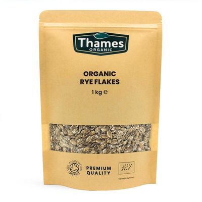Organic Rye Flakes-Certified Organic, Non-GMO, Vegan, No Additives, No Preservatives, Resealable Bag by Thames Organic 1kg