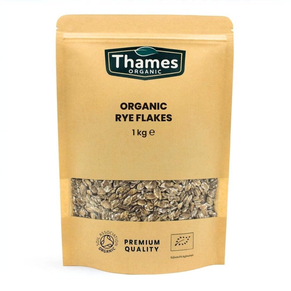 Organic Rye Flakes-Certified Organic, Non-GMO, Vegan, No Additives, No Preservatives, Resealable Bag by Thames Organic 1kg
