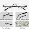 Retro Half Moon Reading Glasses for Men Women,Lightweight Metal Half Frame Computer Reader (Color : Red, Size : 2.5+) view 3