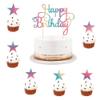 LVEUD Set of 7 pieces Color flash Happy birthday cake toppe Happy Birthday cake topper and Pentacle cake topper-Birthday cake decorations (1) view 2