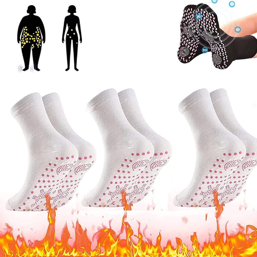 3pair AFIZ Tourmaline Slimming Health Sock, Veinesheal Thermotherapeutic Sock, Washable Self Heating Magnetic Socks, Lymphatic Drainage Detox Slimming Socks (D)