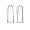 2 pcs Silicone Baby Finger Toothbrush Soft Gum Massage and Teether Brush for Teething Relief, Oral Cleaning Care  Gum and Tooth Cleaner 3 Months Plus, Clear view 1