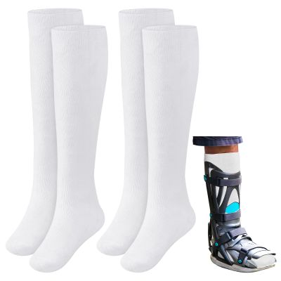 Seematn 2 Pairs Walking Boot Socks for Orthopedic Walker Brace Medical Boot Sock for Women and Men, One Size Fits Most(White)