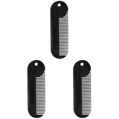 LALAFINA 3pcs Men's Beard Comb Hairbrush Zinc Alloy Styling Tool Portable Beauty Accessory Beard Guide Shaper