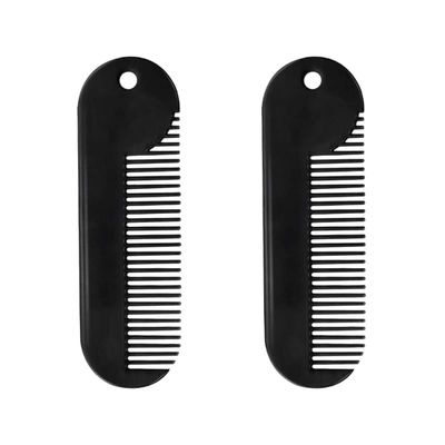 LALAFINA 2pcs Beard Comb for Men Zinc Alloy Boar Bristle Styling Portable Grooming Kit Salon Gadget Hair Tool