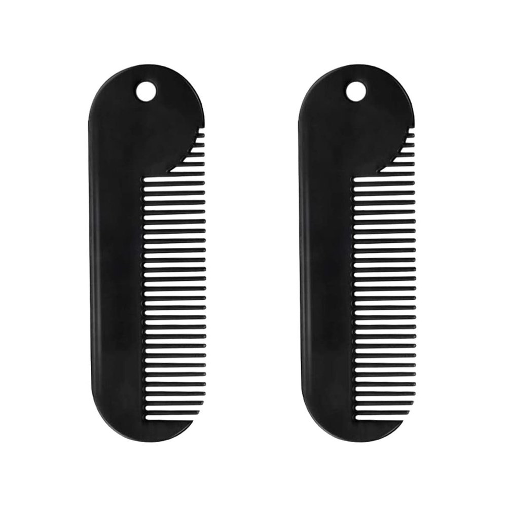 LALAFINA 2pcs Beard Comb for Men Zinc Alloy Boar Bristle Styling Portable Grooming Kit Salon Gadget Hair Tool
