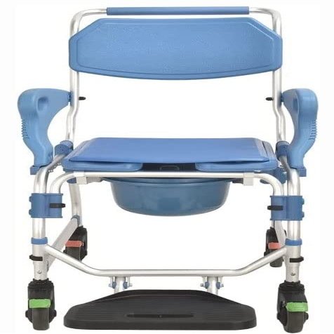 BLOHDI Toilet Commode Wheelchair, Mobile Bedside Commode Over Toilet Chair with Padded Seat water-proof seat Armrests and footrest can be flip-up