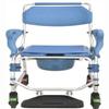 BLOHDI Toilet Commode Wheelchair, Mobile Bedside Commode Over Toilet Chair with Padded Seat water-proof seat Armrests and footrest can be flip-up view 1
