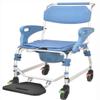 BLOHDI Toilet Commode Wheelchair, Mobile Bedside Commode Over Toilet Chair with Padded Seat water-proof seat Armrests and footrest can be flip-up view 2