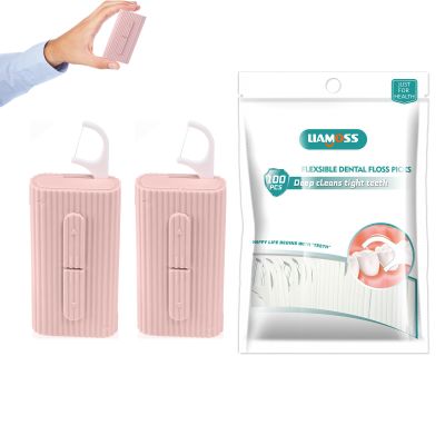 Dental Floss Picks 2 Case-120 Count Superfine Toothpicks Sticks Flossers-Adults Probtable Dental Oral Care Tools for Travel-Professional Against Tooth Decay(Pink)