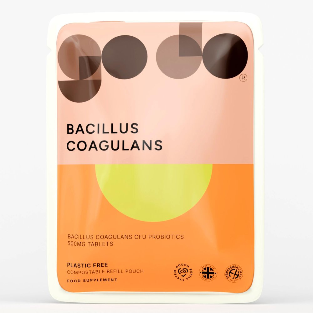 Bacillus Coagulans Probiotics for Gut Health 500 Million CFU Live Tablets in Compostable Refill Pouch Spore Probiotics Plastic Free Food Supplement Made in UK Godo