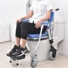 BLOHDI Toilet Commode Wheelchair Medical commode wheelchair One button Folding commode chair toilet Shower Chair use as mobile toilet travel friendly easy to fold (Color : A) view 3