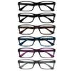 OPULIZE PEP Classic Reading Glasses for Women Men, Scratch Resistant Rectangular Frame with Spring Hinges, Black, Brown, Blue, Purple, Grey, +1.5 (Pack of 6) view 1