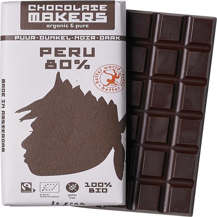 Chocolate Makers 'Peru' Organic 80% Dark Chocolate (Set of 10 80gr Bars)