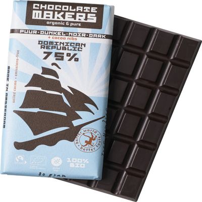 Chocolate Makers 'Dominican Republic' Organic 75% Dark Chocolate (Set of 3 80gr Bars)