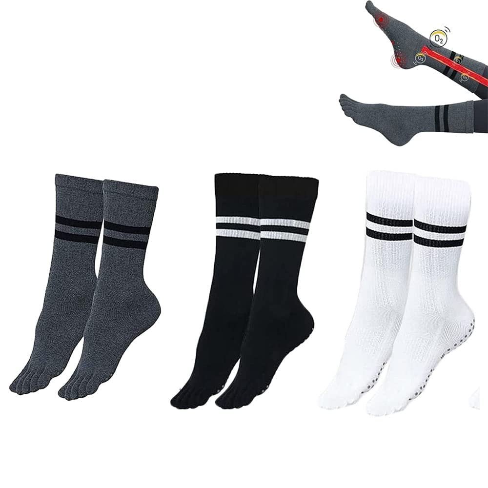 GOLDP 3Pairs Healsox Anti Edema Compression Socks, Tourmaline Acupressure Self-Heating Shaping Socks, Afiz Tourmaline Slimming Health Sock Decrease Swelling (H)
