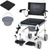 Commode Wheelchair, Height Adjustable Toilet Shower Chair with Removable Bucket, Flip-up Footrest and Sponge Cushion, for Elderdisabilities view 1