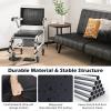 Commode Wheelchair, Height Adjustable Toilet Shower Chair with Removable Bucket, Flip-up Footrest and Sponge Cushion, for Elderdisabilities view 4