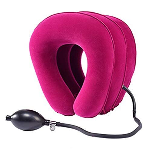 ADITAM Cervical Neck Traction Device, Inflatable Traction Device, Neck Traction Home Use, Pain Relief and Spine Alignment, Adjustable Neck Stretcher, Plus Eye Mask Gift,Red Double the comfort