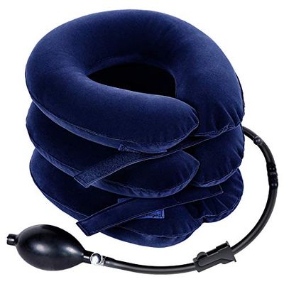 ADITAM Pinched Nerve Neck Stretcher Cervical Traction Device Home Pain Treatment Neck Cervical Traction Collar Device Neck Shoulder Pain Relief Inflatable Spine Alignment Pillow,Blue Double the