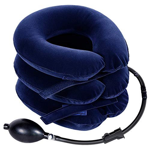 ADITAM Pinched Nerve Neck Stretcher Cervical Traction Device Home Pain Treatment Neck Cervical Traction Collar Device Neck Shoulder Pain Relief Inflatable Spine Alignment Pillow,Blue Double the