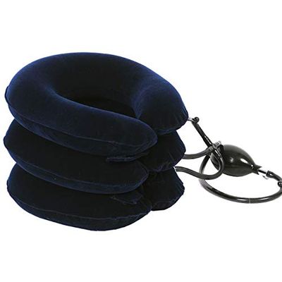 ADITAM Cervical Neck Traction Device Inflatable Neck Support Stretcher, Adjustable Neck Brace Good Spine Alignment Chronic Neck Pain Relief, Traction Collar Use Home or Office,Blue Double the comfort