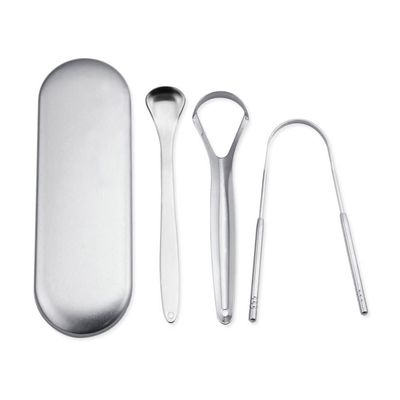VOANZO 4PCS Stainless Steel Tongue Cleaners Tongue Scraper for Cleansing the Tongue to Remove Bad Breath