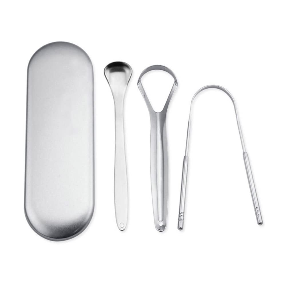 VOANZO 4PCS Stainless Steel Tongue Cleaners Tongue Scraper for Cleansing the Tongue to Remove Bad Breath