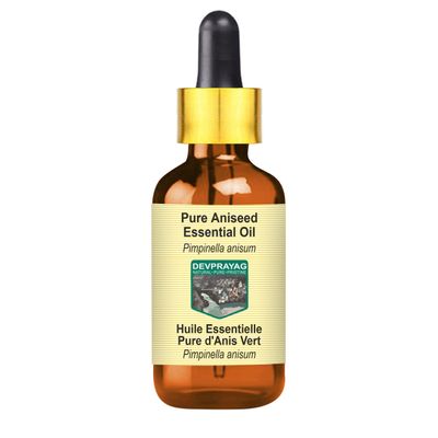 Devprayag Pure Aniseed Essential Oil (Pimpinella anisum) with Glass Dropper Natural Therapeutic Grade Steam Distilled 50ml (1.69 oz)