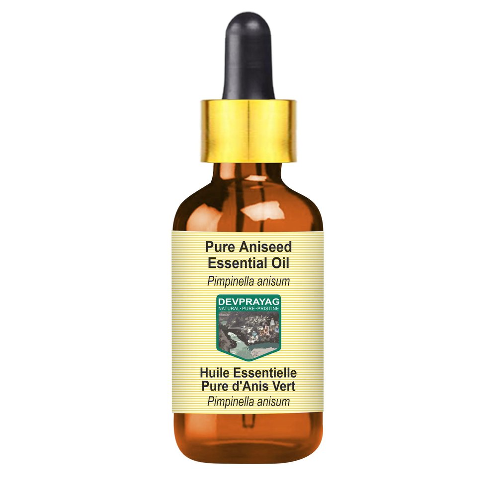 Devprayag Pure Aniseed Essential Oil (Pimpinella anisum) with Glass Dropper Natural Therapeutic Grade Steam Distilled 50ml (1.69 oz)
