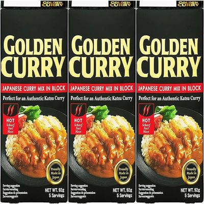 S&B Golden Curry Japanese Curry Sauce Mix HOT 92g - PACK OF 3