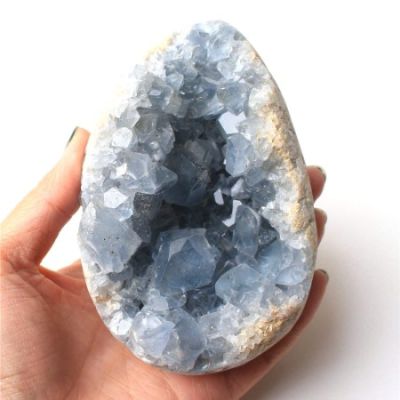 1PC Natural Celestite Crystal Cluster Sky Blue Geode Mineral Specimen Home Decor,1000-1100g