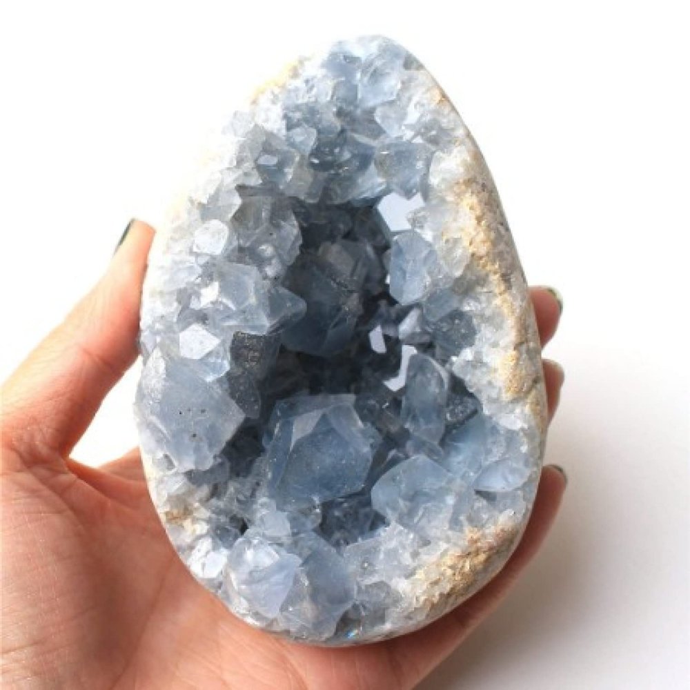 1PC Natural Celestite Crystal Cluster Sky Blue Geode Mineral Specimen Home Decor,1000-1100g