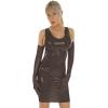 Plus Size PVC Mini Tank Dress Sexy PU Patent Leather Sheath Dress Mini Low Cut Slim Latex Nightclub Dresses with Gloves,Dark Brown,L view 1