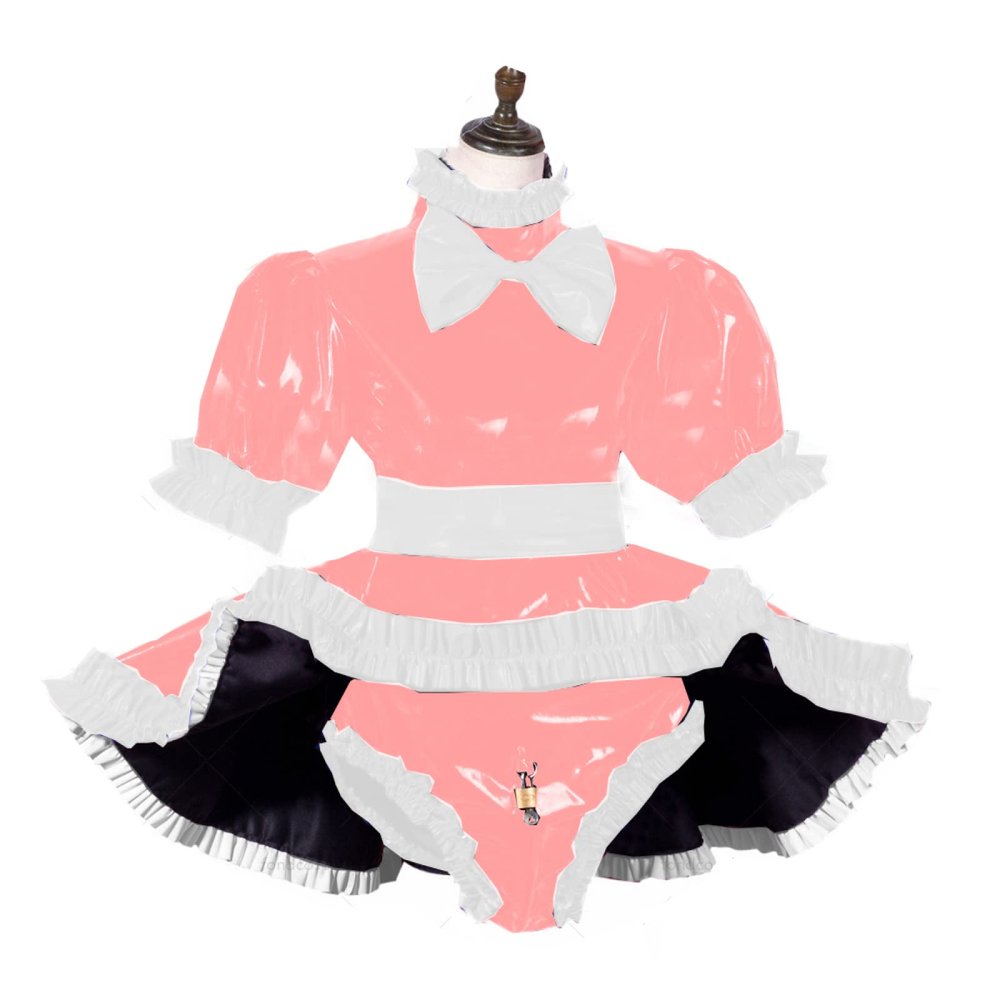Sissy Dress Lockable Women Clothing Panties Maid Set Cosplay Costumes Plus Size,Lotus,XXL