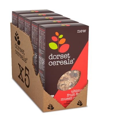 Dorset Cereals Fruit & Nut Muesli Crunch | Healthy Breakfast Cereal | Vegan | High Fibre | 5 PACKS of 400g